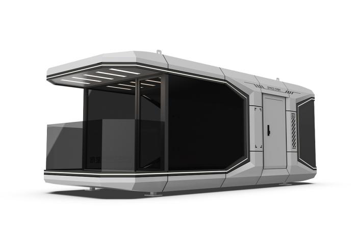 Space capsule houses in green field